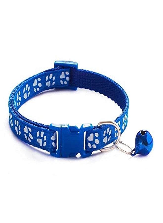 Pups&Pets Soft Reflective Paw Printed Collar - 10 MM Adjustable Nylon Cat Collars with Bell for Small Dogs, Puppies and Cat (3 Pcs Pack) - Color As Per Availability - Image 2